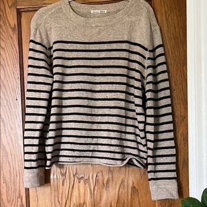 Reformation Cream and Black Crew Neck Sweater